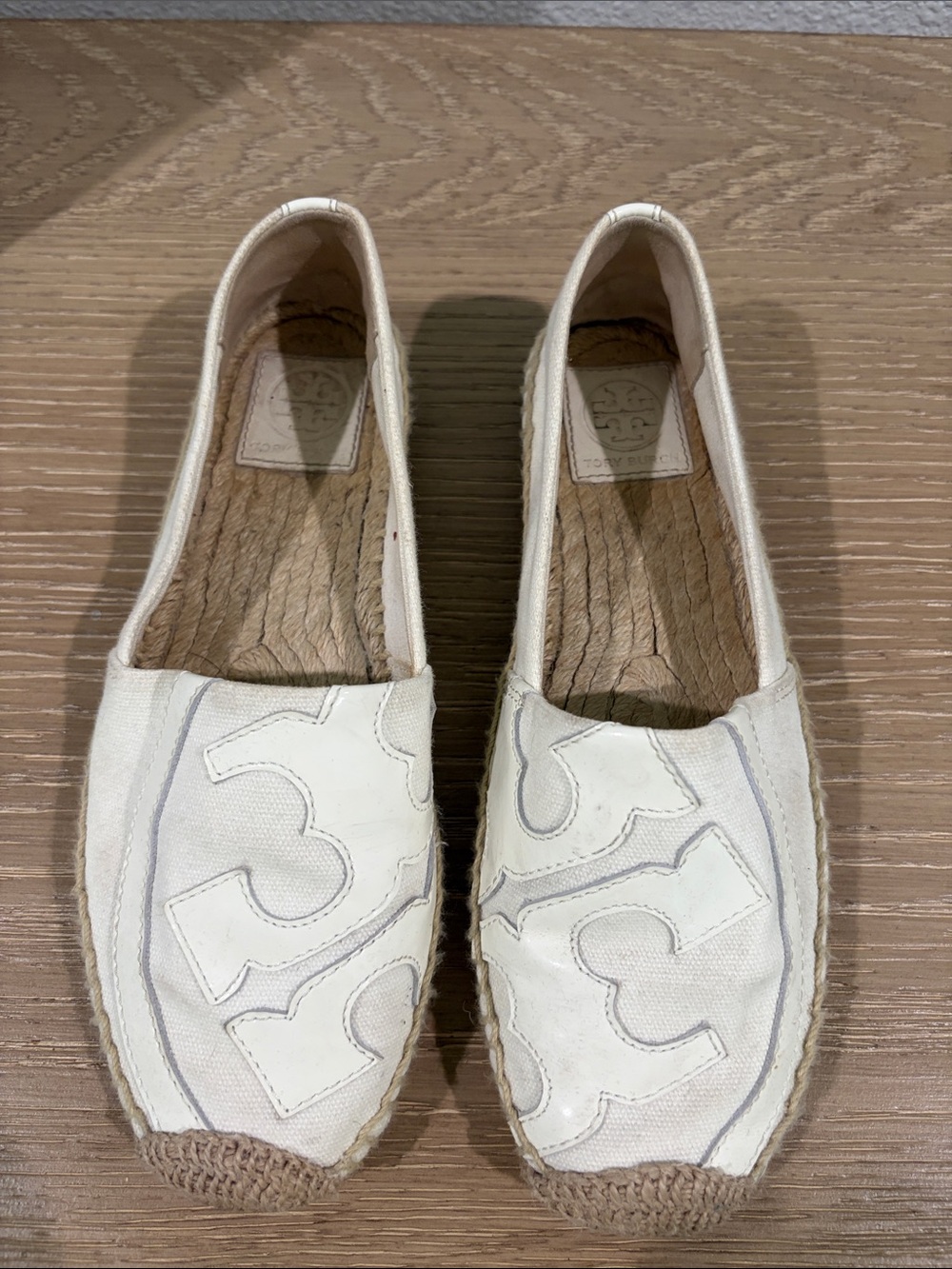 Tory Burch Cream Canvas Espadrille Slip-On Flats